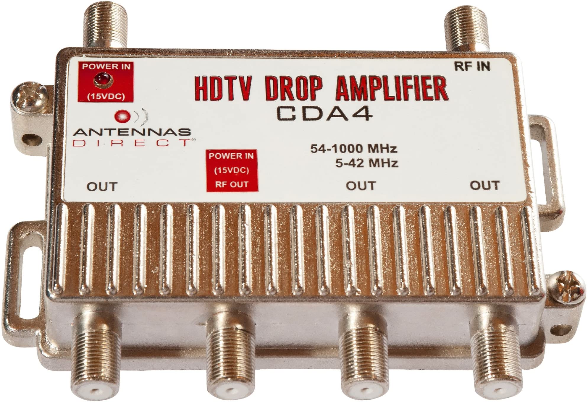 Antennas Direct, Antennas Direct CDA4, 4 Output TV / CATV Distribution Amplifier 7.5dB Gain per Port