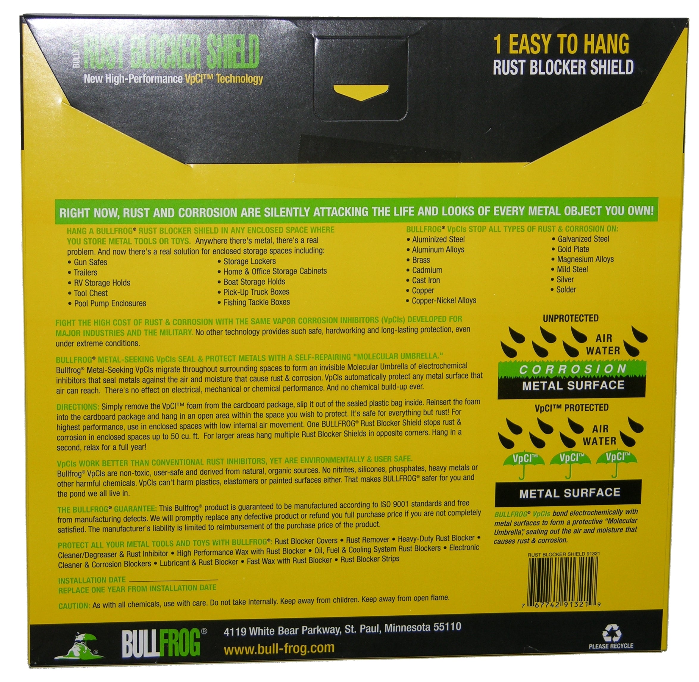 Bull Frog, Bull Frog 91321 Rust Blocker Emitter Shield Protects up to 50 Cu Ft Enclosed Space