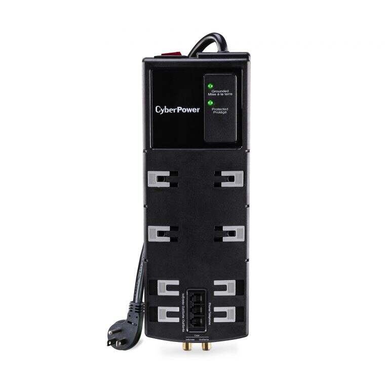 Cyber Power, Cyber Power HT806TCRC1, surge strip, 8 outlet, 6' cord, 3000J, coax