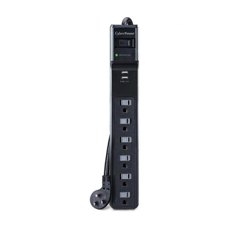 Cyber Power, Cyber Power P604URC1, surge strip, 6 outlet, 4' cord, 2 USB power outlets