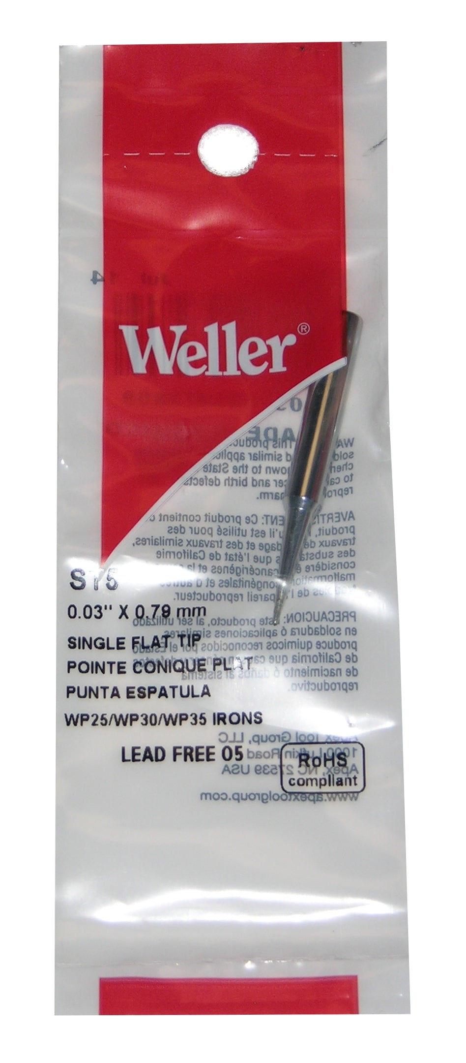 Weller, Original Weller ST5 Solder Soldering Tip for models WP25, WP30, WP35, WLC100