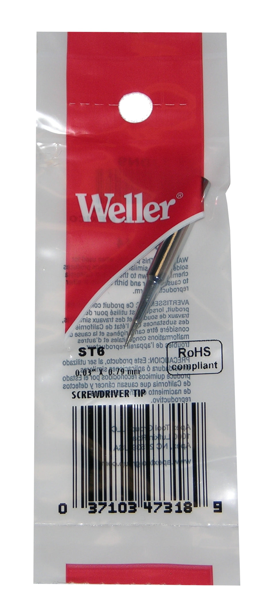 Weller, Original Weller ST6 Solder Soldering Tip for models WP25, WP30, WP35, WLC100