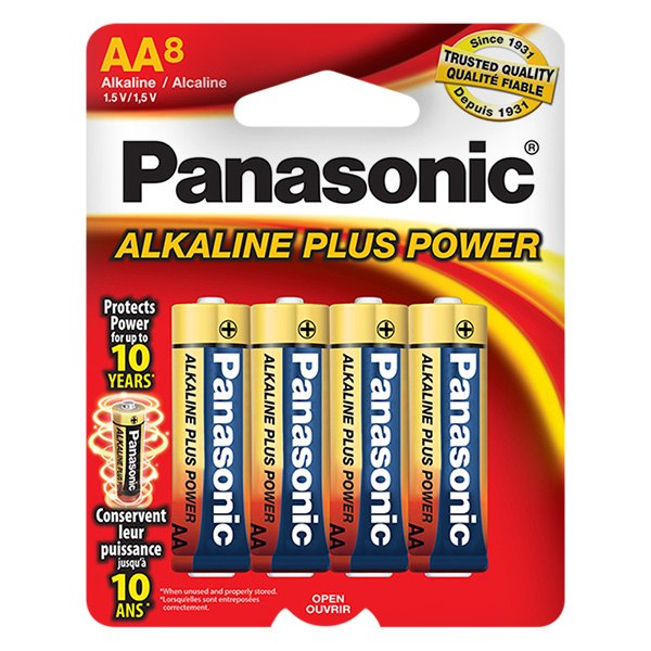 Panasonic Battery, Panasonic Battery AM3-BP4, AA Alkaline Battery 4 Pack (AM-3PA/4B & LR-6EGA/4B) (Four AA batteries in hangable blister pack)